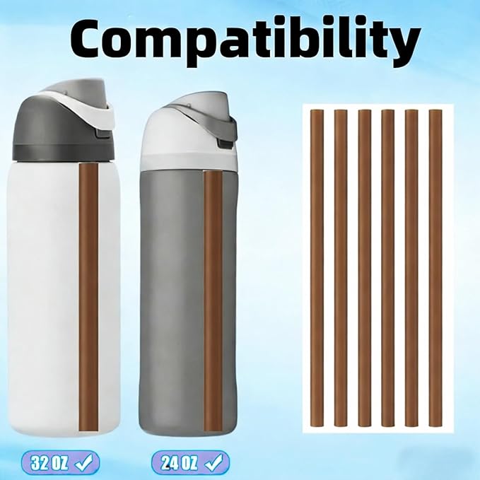 6PCS Black Straw Replacement Compatible With Owala FreeSip Water Bottle (Coffee, 24oz/32oz) GL-Auking