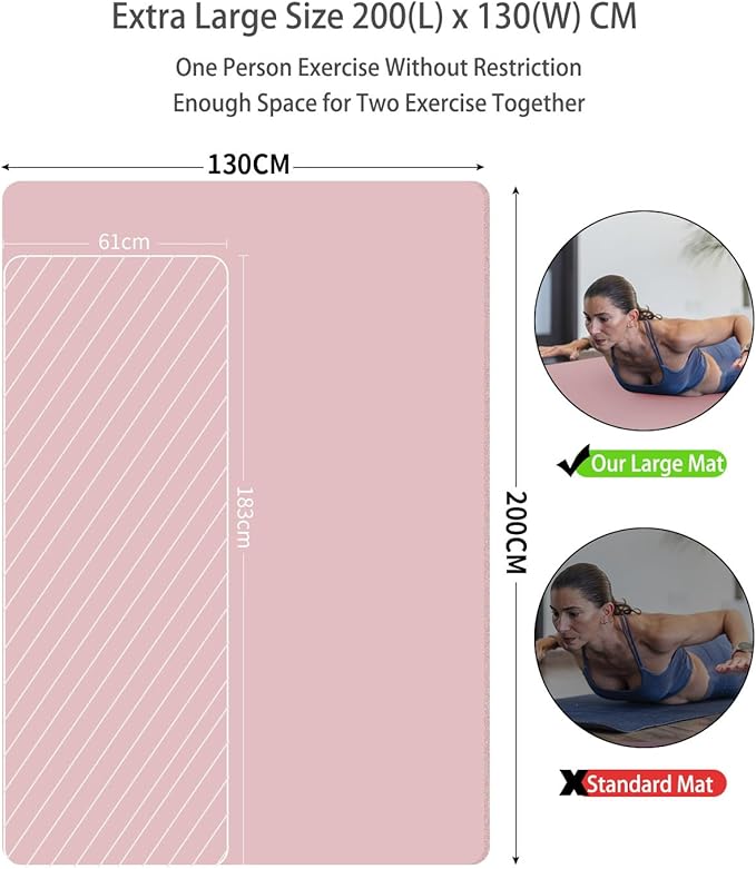 Large Yoga Mat 78"x 51" 20mm/15mm/10mm Thick Workout Mats for Home Gym, Extra Wide Workout for Women Men Gym Flooring Exercises - Bloomnest
