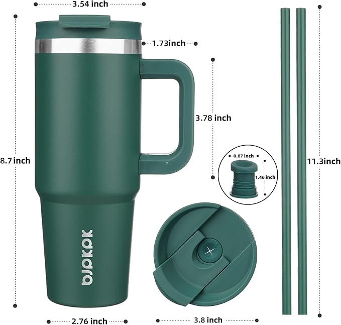 BJPKPK Insulated Tumblers With Handle And Straw 30 oz Stainless Steel Tumbler Cups With Lid,Army Green