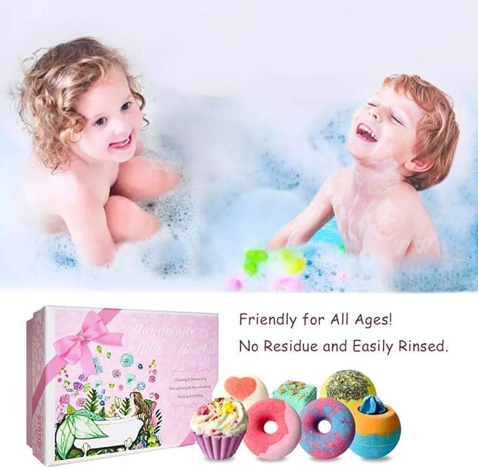 STNTUS INNOVATIONS Bath Bombs, 7 Natural Bath Bomb Gift Set, Handmade Bubble Bathbombs for Women Kids, Gifts for Mom Her Girlfriend, Mothers Day Gifts, Birthday Valentines Christmas Gifts for Women - Bloomnest