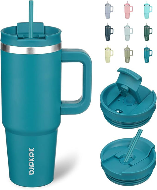 BJPKPK 30 oz Insulated Tumbler With Lid And Straw Stainless Steel Tumblers Cup With Handle For Women And Men,Laguna - Bloomnest