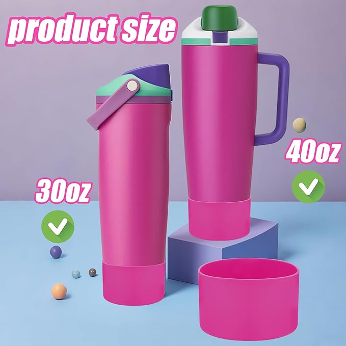 Mity rain 2PCS Protective Silicone Boots for Owala 30oz & 40oz FreeSip Sway Bottles & Tumblers - Accessories for owala, Enhances Stability & Prevents Scratches (Rose Red) Mityrain