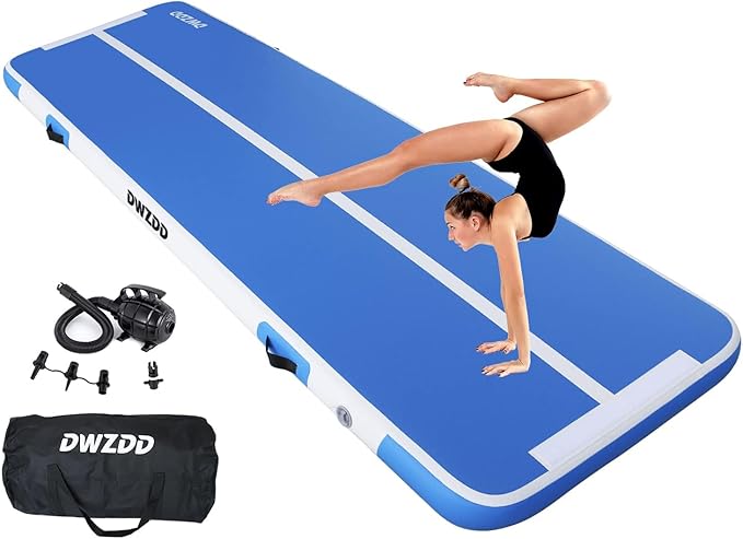 Dwzdd Gymnastics Air Mat 10ft/13ft/16ft/20ft Tumbling Mat Inflatable Gymnastics Tumble Track for Home/Gym/Training/Cheerleading/Water with Electric Pump - Bloomnest