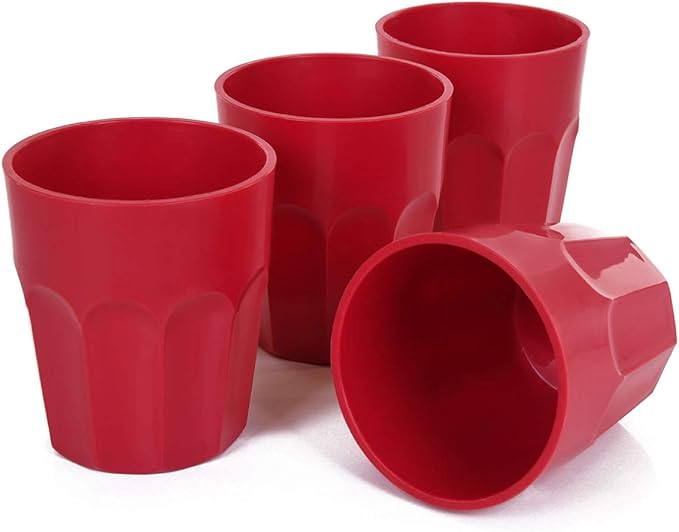 Mintra Home Unbreakable Drinking Cups and Tumblers 4PK - Shatterproof, BPA Free, Reusable, Party Cups, BBQ, Colorful Set, indoors and outdoors (Red, Small - 12oz) - Bloomnest