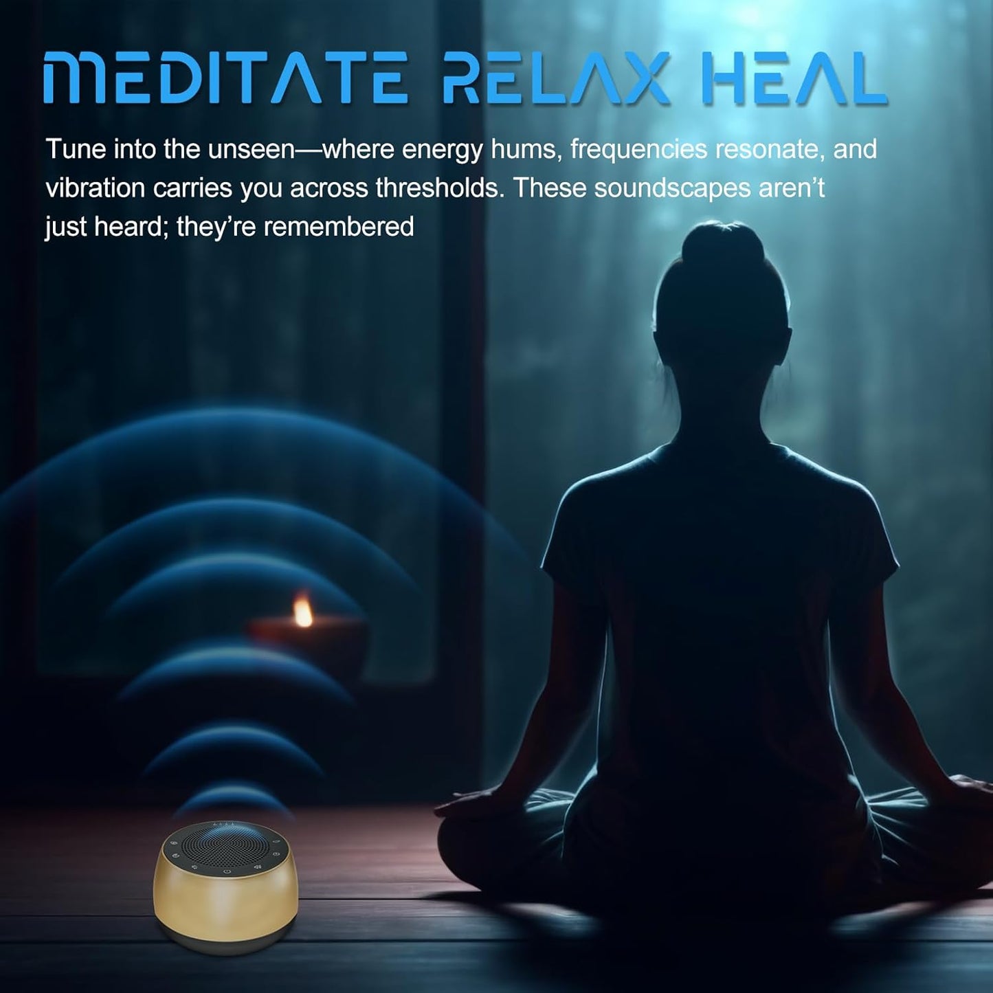 Meditation Sound Machine,Portable Electronic Singing Bowl Rifes Machine Frequency Healing,256HZ-432HZ-528HZ 9 Tones Singing Bowl Frequency Generator for Healing with 4 Level Timer and Luminous Button