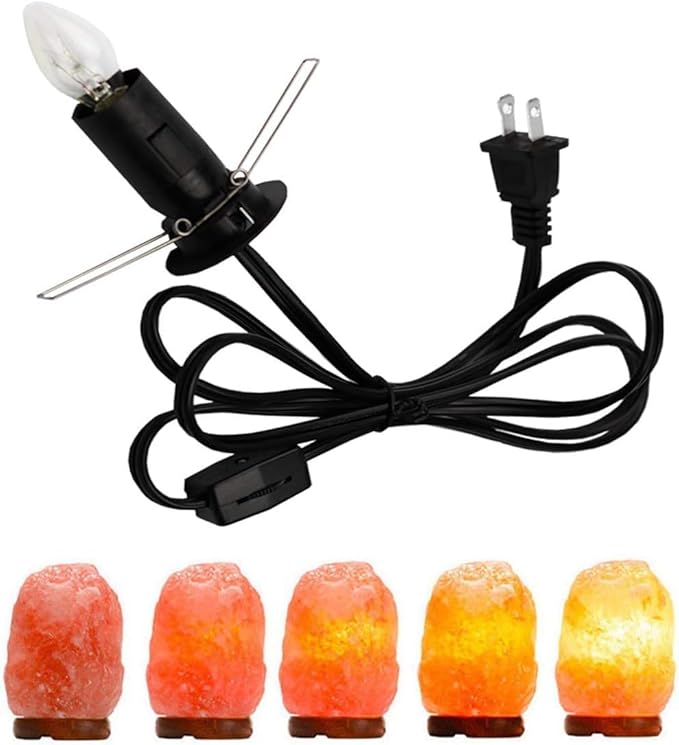 Himalayan Salt Lamp Cord with Gear Switch，Original Replacement Cord with Base Assembly with E12 Socket，Christmas Light Bulb,Himalayan Salt Lampsand with 6 Free Bulbs for Salt Lamp (2)