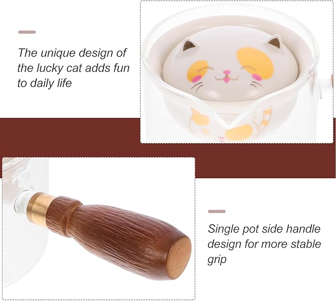 Ceramic Teapot Rotating Side Handle for Smooth Pouring Small Capacity Household Tea Pot for Brewing Loose Leaf Tea Easy to