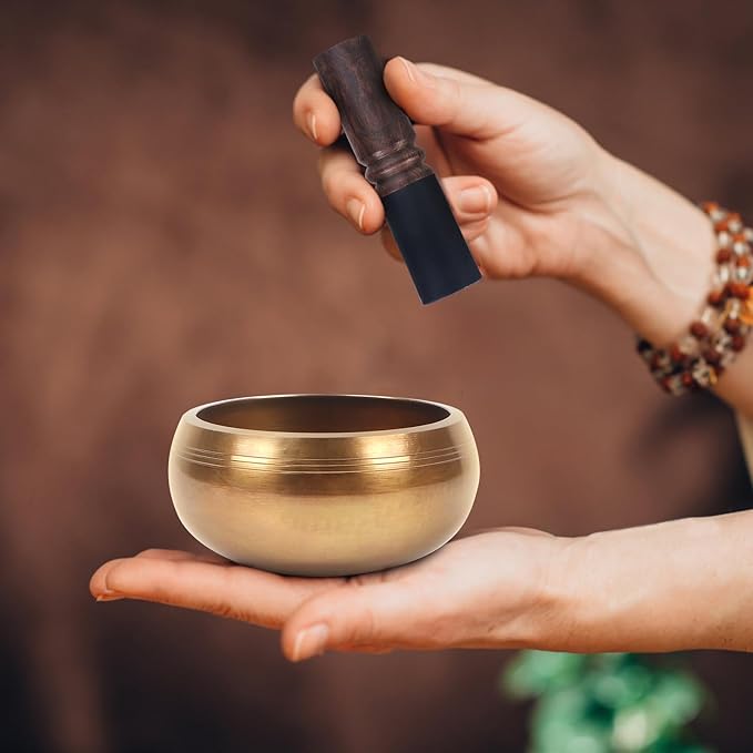 Kmise Tibetan Singing Bowls Set- Handmade in Nepal Meditation Sound Bowls for Yoga, Meditation, Mindfulness, Healing and Chakra Balancing, Stress Relief (5', World Tree) - Bloomnest
