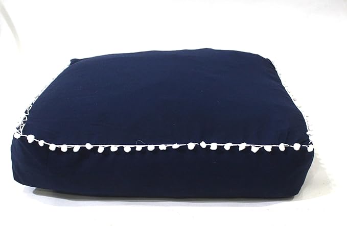 CRAFT KALA Meditation Floor Pillow Cover, Round Large Pillows Cover Seating for Adults, Bohemian Mandala Circle Cushions Cover for Outdoor Fireplace Yoga Living Room (Blue, 16" Square) - Bloomnest