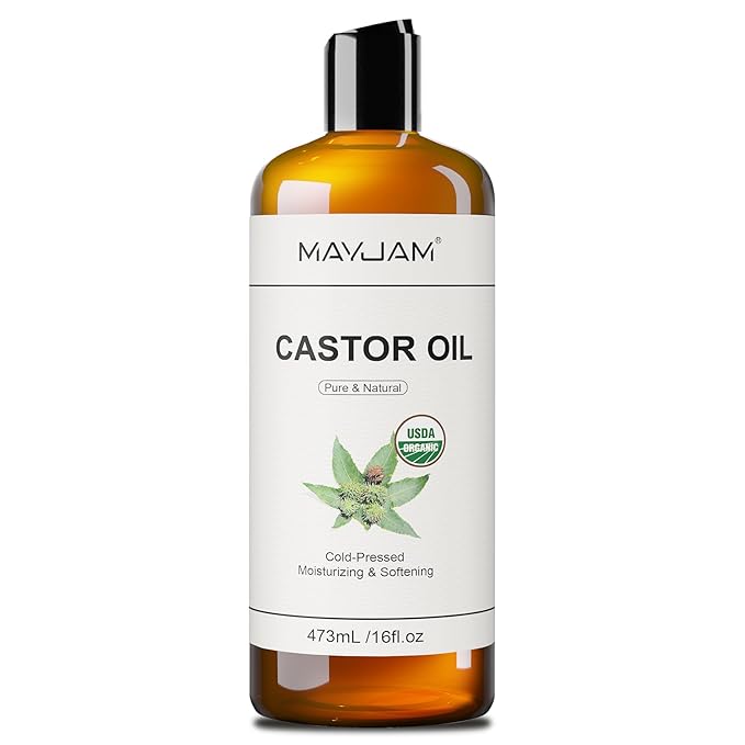 MAYJAM Organic Castor Oil 16 oz, 100% Pure Cold Pressed Castor Oils for Hair Growth, Eyebrows, Eyelash, USDA Certified Caster Carrier Oil for Body, Skin & Face Moisturizer - Bloomnest