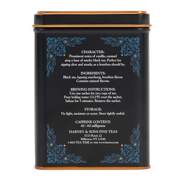 Harney & Sons Black Cask Bourbon Tea, 20 Sachets of Smoky Black Tea with Light Caramel Flavors (Pack of 2) - Bloomnest