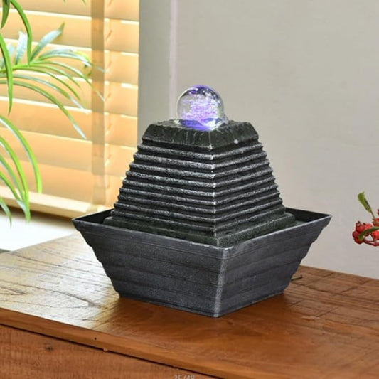 Tabletop Water Fountain, Waterfall Fountain with LED Lights Suitable for Office and House Decor House ，Warming Gifts New Home(2733) - Bloomnest
