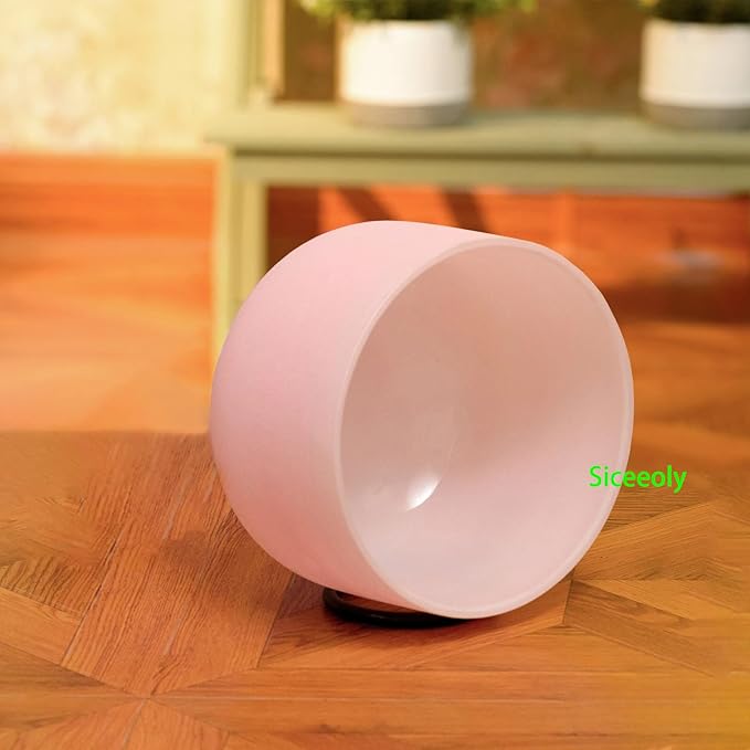 Set of 3 Pink Color Singing Bowls 8"G 10"E 12"C Frosted Chakra Quartz Sound Healing Crystal Singing Bowl with Travel Carry Case Bag Mallet Suede Striker O-ring - Bloomnest