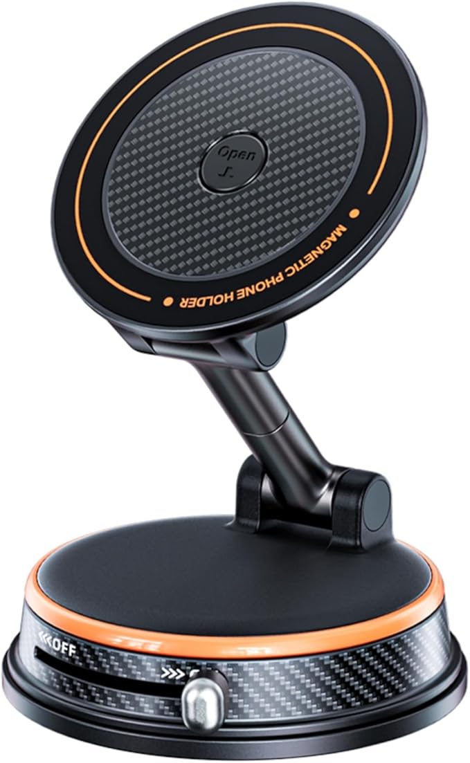 MagSafe Car Mount with Aroma Diffuser, 2-in-1 Magnetic Phone Holder for Car Dashboard, Strong Suction, 360° View, Compatible with iPhone 17/16/15/14/13/12 & All Phones (Orange) - Bloomnest