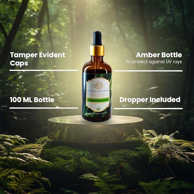 Luxurious LEMONGRASS Essential Oil by Enhanced Essentials|Slow Distilled, Highly Concentrated & Pure oils for Diffusers,Aromatherapy,Gifting,Soap & Candle making|Ideal for Business|3.38 fl oz (100 ml) - Bloomnest