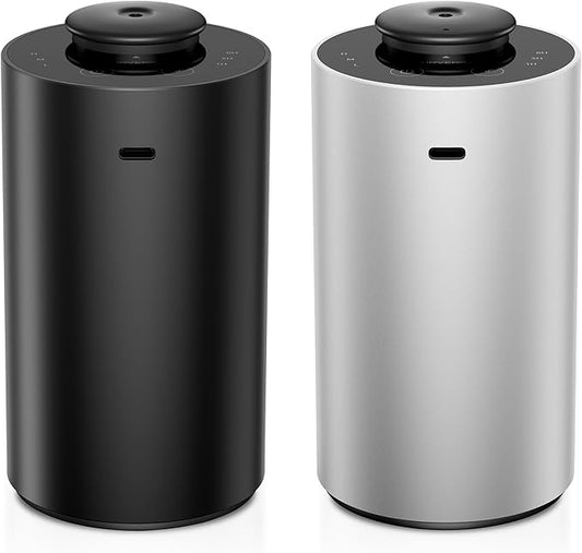 Waterless Essential Oil Diffuser for Home Aromatherapy Scent Diffusers with 3 Countdown Timer Settings or Timer-Off, 3 Mist Levels for Car Room Studio Office, Premium Metal Black and Silver 2 Pack - Bloomnest