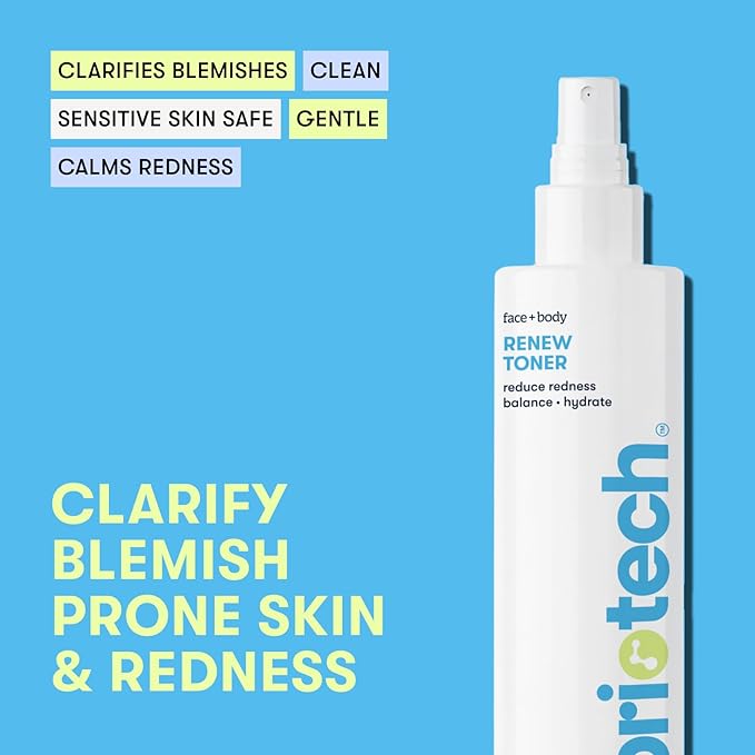 BRIOTECH Renew Toner, Hypochlorous Acid Spray, Minimize Appearance of Blemishes, Soothing Facial Mist for Sensitive Skin, Calm Redness & Bumps, Vegan, 4 fl oz - Bloomnest