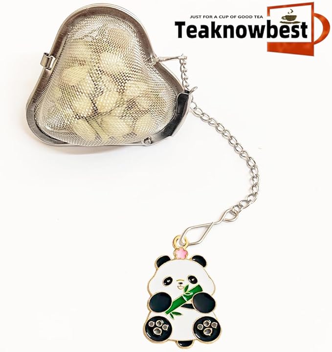 Tea infusers, loose tea strainer, Heart shaped tea ball + cute animal pendant, reusable tea steeper makes afternoon tea meaningful (Panda, 2PCS) - Bloomnest