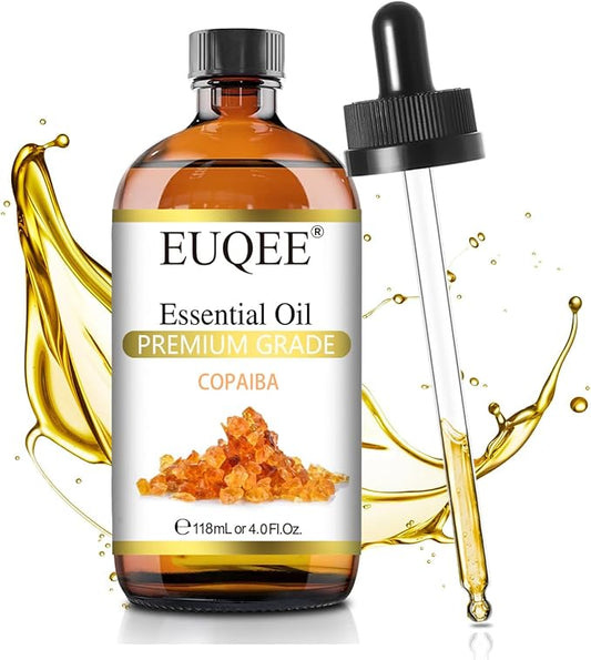 EUQEE Copaiba Essential Oil 118 ml Pure Copaiba Oil Essential Oil with Dropper for Diffusers, DIY Soap, Candle Making, Aromatherapy (4fl oz) - Bloomnest
