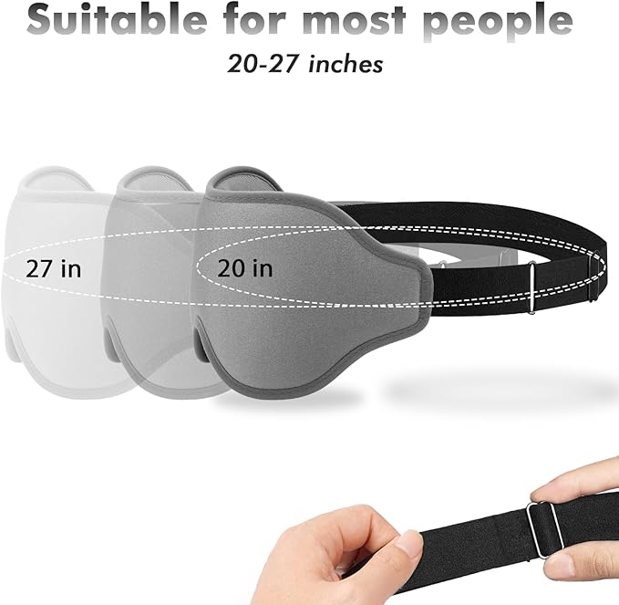 Sleep Eye Mask for Men Women, Lash Extensions 3D Sleeping Mask, Travel Blackout Night Blindfold Eye Shade Cover with Adjustable Strap (Grey-3D) - Bloomnest