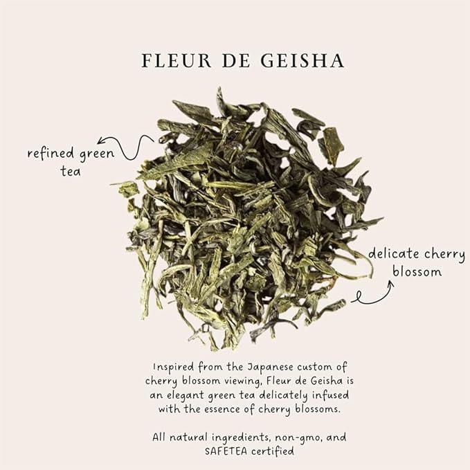 Palais des Thés - Geisha Flower Green Tea & Cherry Blossom - Premium Tea Bags, Serves 20 Cups - Bloomnest