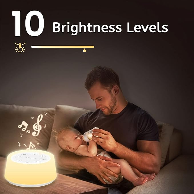 ColorsNoise Sound Machine and White Noise Machine with 30 Soothing Sounds with 12 Colors Baby Night Light with Memory Function (T-White)