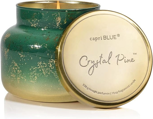 Capri Blue Glimmer Jar Candles - Luxury Holiday Scented Candles for Home - Long Lasting Soy Wax Blend - Scented Holiday & Home Decor - Crystal Pine Signature Jar (19 oz) - Bloomnest