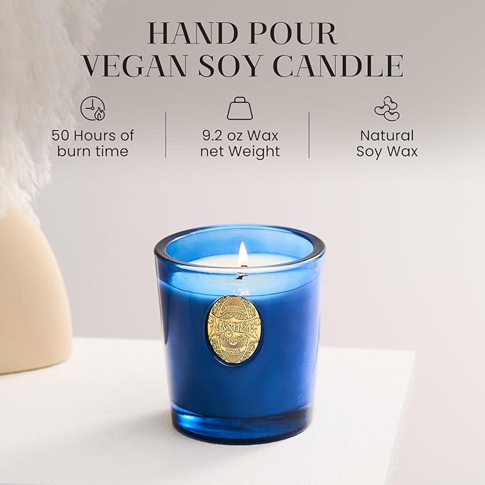 M&SENSE Natural Summer Soy Candle | Ocean Dream & Blule | 9.2 oz, 50H Burn Time | Luxury Scented Candle for Relaxation, Gifting, Home Décor | Ideal for Bedroom, Office, Party Ambiance - Bloomnest