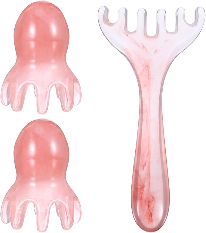ElevateTech Head Massager Tool Scalp Comb, 2 Pcs Head Massager Comb and 1 Pcs Six Claw Manual Hair Scalp Massagers Gua Sha Tool Resin Hair SPA Acupressure Tools for Mother‘ Day Birthday Gifts Bloomnest
