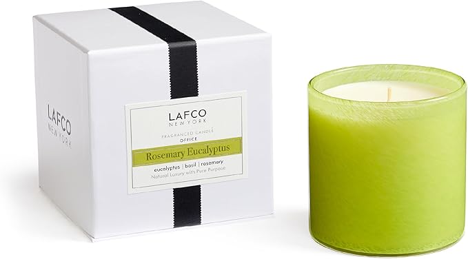 LAFCO New York Signature Candle, Rosemary Eucalyptus - 15.5 oz - 90-Hour Burn Time - Reusable, Hand Blown Glass Vessel - Made in The USA - Bloomnest