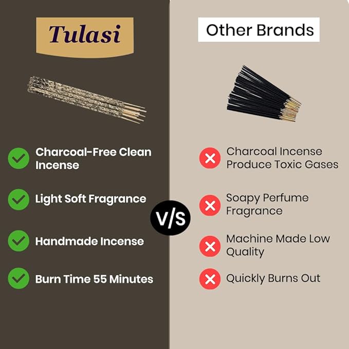 Tulasi White Sage Incense Sticks for Cleansing (48 Scent Sticks) | with Real Herbs | Long-Lasting 55-Minute Burn | Natural Essential Oils | Perfect for Meditation, Yoga & Removing Negative Energy Tulasi