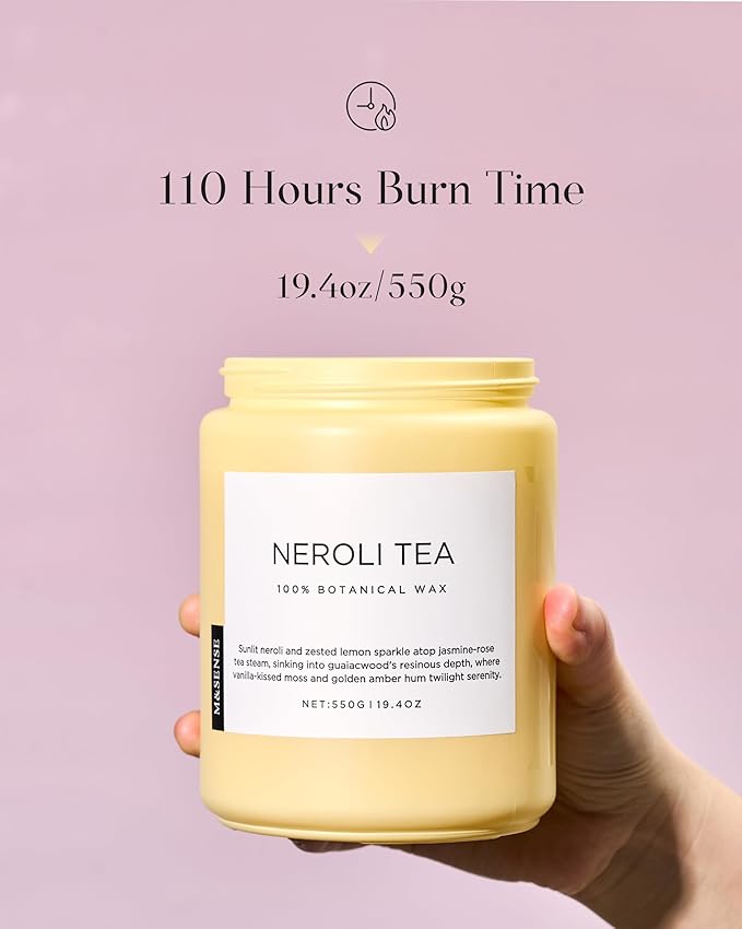 M&SENSE Neroli Tea Scented Candle, 19.4oz 110 Hours Long Lasting Burn 2 Wick Non Toxic Natural Soy Wax Candle for Women, Slow Burning Home Fragrance Gifts for Stress Relief & Relaxing - Bloomnest