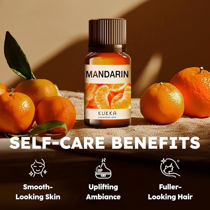 KUKKA Mandarin Essential Oils - 0.34 Fl Oz - for Hair, Skin, Diffuser, Aromatherapy & DIY Soap Making Scent - Bloomnest