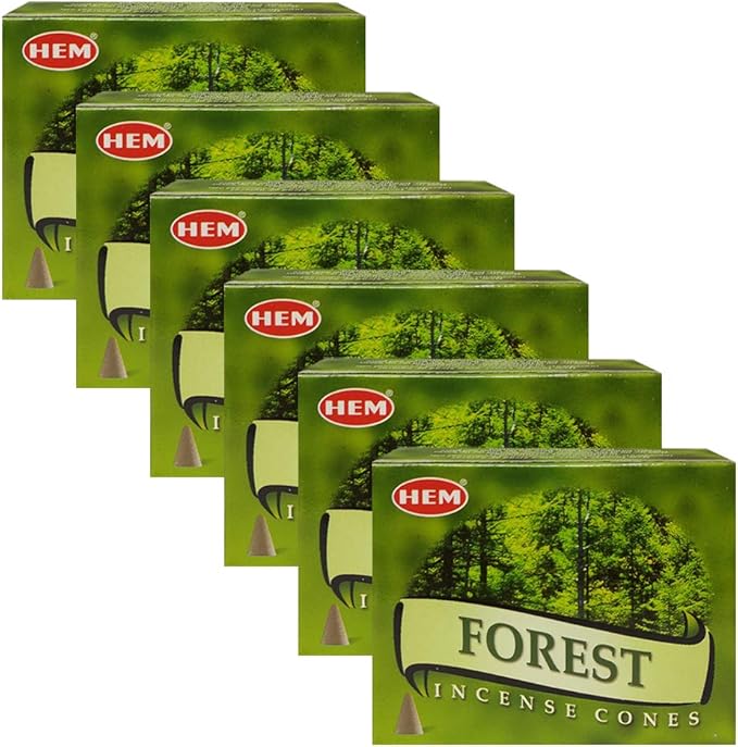 TRUMIRI Incense Cone Holder Bundle with Hem Forest Incense Cones - Pack of 6 (Approx 60 Cones) TRUMIRI