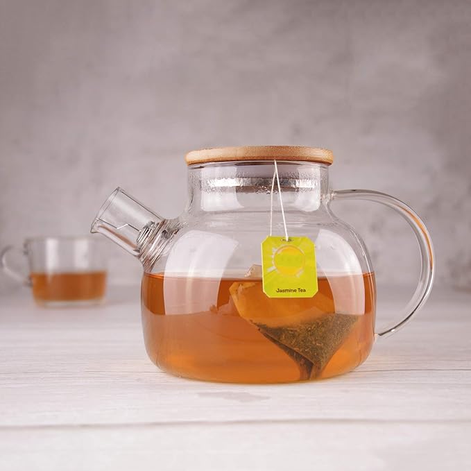 CnGlass Glass Teapot Stovetop Safe,20.3 oz Clear Tea pot with Removable Filter Spout,Loose Leaf and Blooming Tea Maker - Bloomnest