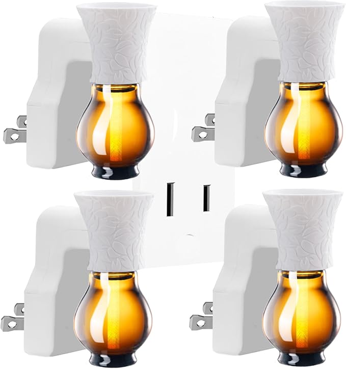 Blank Plug in Air Freshener Polarized Wall Plug Oil Diffuser for DIY Characteristic Home Scent from Natural Essential Oil, EO+Water, Fragrance Refill (White 4 Sets) Earffloz