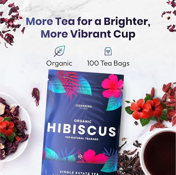 Cederberg Tea Company Organic Hibiscus Tea — 30 Tea Bags | Organic Herbal Tea From Single Origin | Eco-Friendly Tea Bags | Non-GMO Caffeine Free Tea With Zero Sugar - Bloomnest