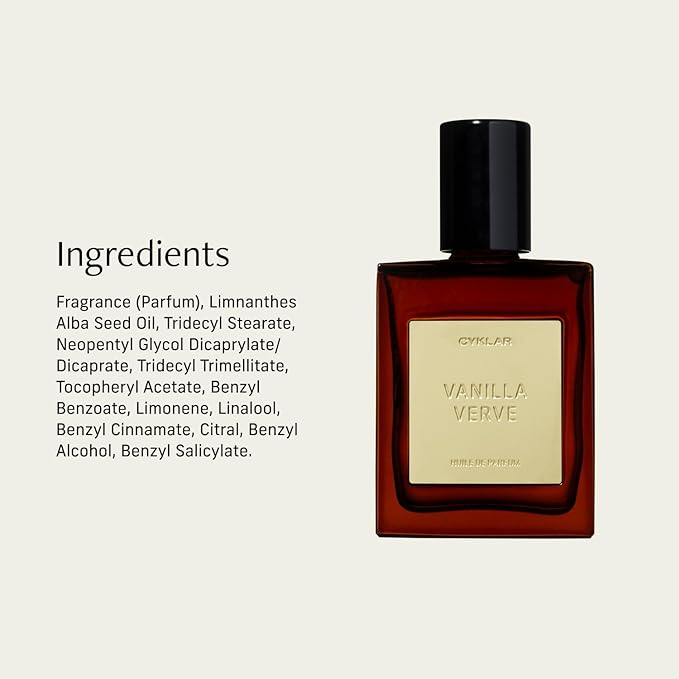CYKLAR Perfume Oil Roll-On. Travel-Friendly Vanilla Verve Fragrance with Vanilla, Bergamot, and Amber Notes. Long-Lasting Essential Oil Parfum for Women and Men. 0.5 Fl Oz Scented Rollerball Bottle Cyklar