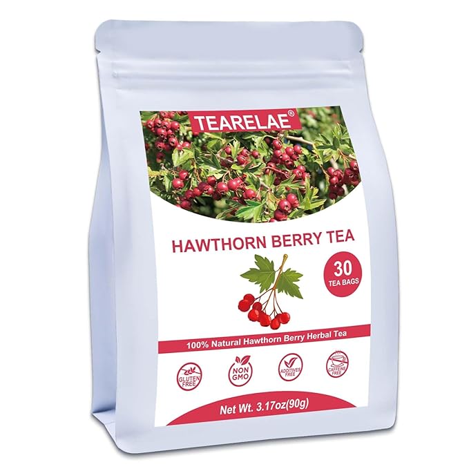 TEARELAE - Hawthorn Berry Tea, 30 Count - Pure Hawthorne Berries Herbal Tea Bags - Sweet and Tangy Flavor - Aid Digestion - Non-GMO - Caffeine-Free - Bloomnest