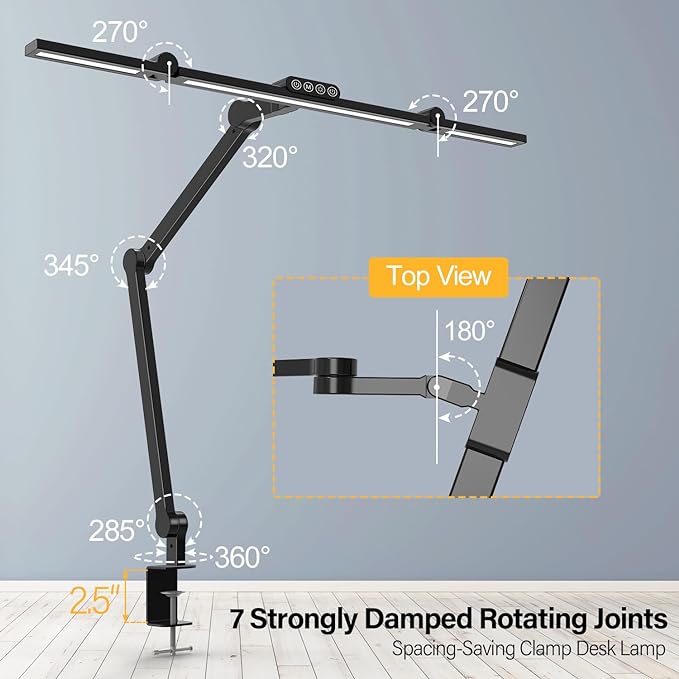 Micomlan Desk Lamp with Clamp, Architect Led Desk Lamp for Home Office with Remote Control, 24W Ultra Bright Auto Dimming Computer Light Adjustable Table Light for Working Workbench (Remote) - Bloomnest