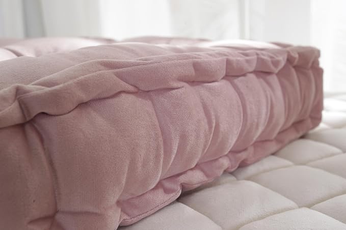 Floor Cushion Pillow, 16.5" Square Floor Cushion Seating for Adults Velvet Thick Meditation Cushion with Handles Decorative Floor Pillow for Yoga Living Room Bedroom Tatami, Pink - Bloomnest