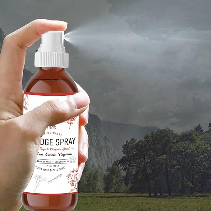 SOUL STICKS White Sage & Dragon’s Blood Smudge Spray – 3.5oz Smokeless Energy Mist with Quartz Crystals – Protective Smudging Spray for Aura Cleansing & Home Energy Clearing SoulSticks