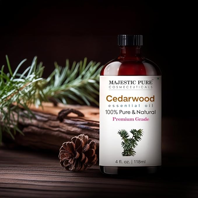 Majestic Pure Cedarwood Essential Oil with Glass Dropper - Huge 4 Fl Oz - 100% Pure and Natural Cedarwood Oil - Premium Grade Essential Oils for Diffuser, Aromatherapy, Soap and Candle Making - Bloomnest