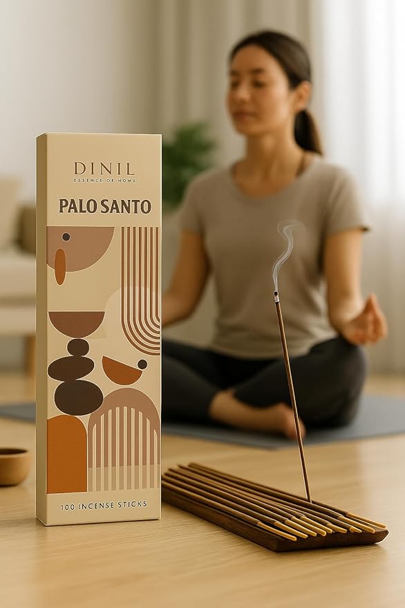 Dinil Palo Santo Incense Sticks – 100 Sticks | Hand-Rolled, Charcoal-Free | Clean Burn, Low Smoke | Aromatic Incense for Meditation, Yoga & Home Fragrance Dinil