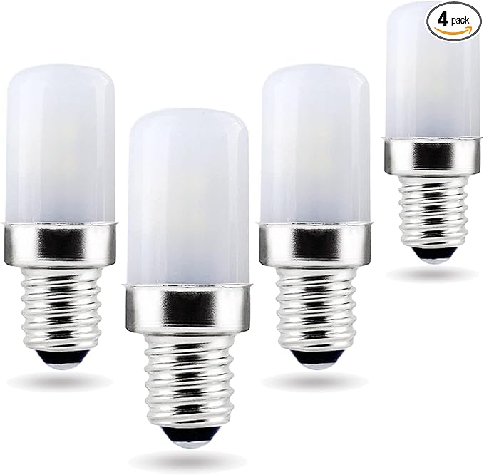 KAKEMONO E12 Dryer LED Bulb 120V for Dryer Drum, Water Ice Dispenser, Refrigerators, Night Light,2W Cool White 6000K, Non-dimmable, Pack of 4 - Bloomnest