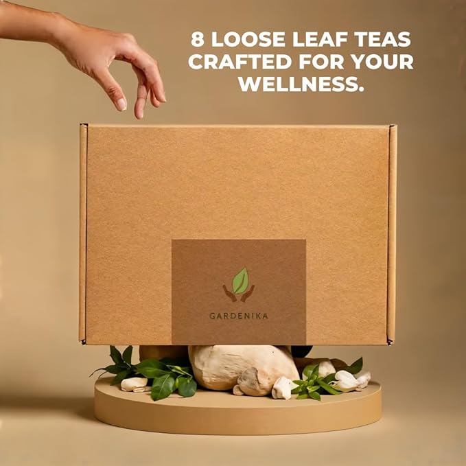 Gardenika Organic Loose Leaf Tea Sampler – 8 Pack, 1 LB – Herbal and Naturally Caffeine-Free Set - Ayurvedic Assortment Blend - Bloomnest
