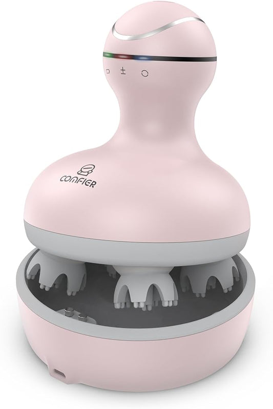 COMFIER Scalp Massager for Hair Growth, Waterproof & Full Body Kneading, 84 Massage Nodes, Handheld Head Scratcher, Cat Massager, Pink COMFIER