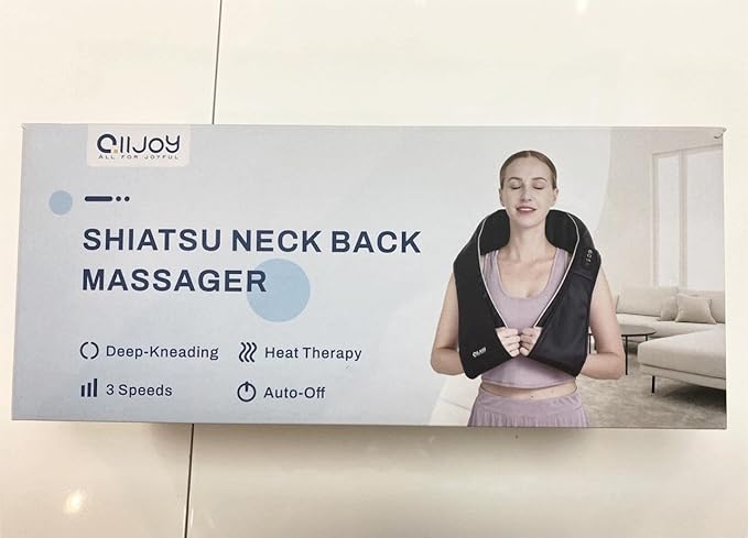 ALLJOY Neck Massager for Pain Relief Deep Tissue with Heat, 3D Kneading Shiatsu Neck and Back Massager for Shoulder Full Body Home Office Car Use, Christmas Gifts for Dad Men Mom Women - Bloomnest