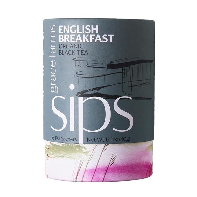 Grace Farms Organic English Breakfast Black Tea, 16 Pyramid Sachets | Fairtrade & Kosher |Gives Back 100% of Profits - Bloomnest