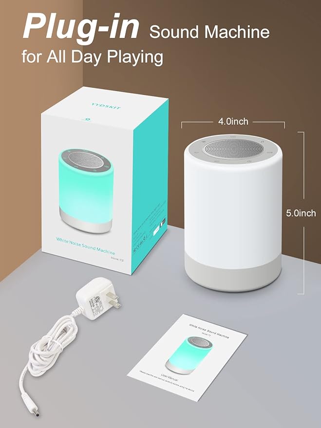 Sound Machine,White Noise Machine for Baby with Night Light, 32 High Fidelity Sounds,Plug in,5 Timers & Memory Feature, Noise Machine for Baby Kids Adults,Home - Bloomnest